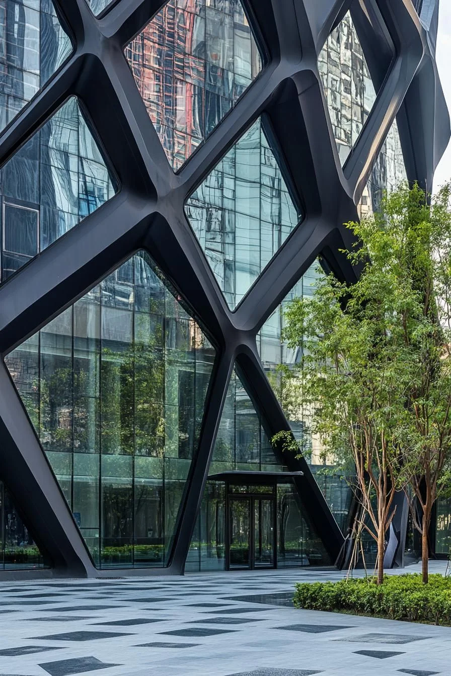 Hexagon Patterns Across Glass Facades