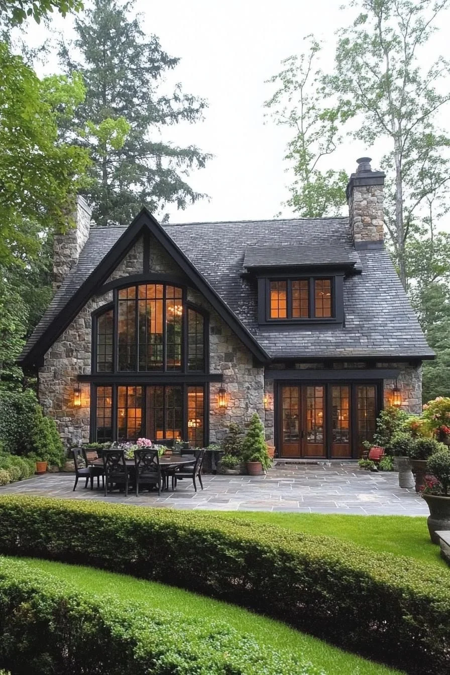 A Stone Cottage With Charcoal Accents
