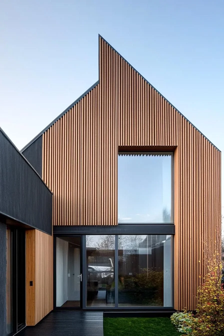 Peaked Wood Facade Reaching Skyward