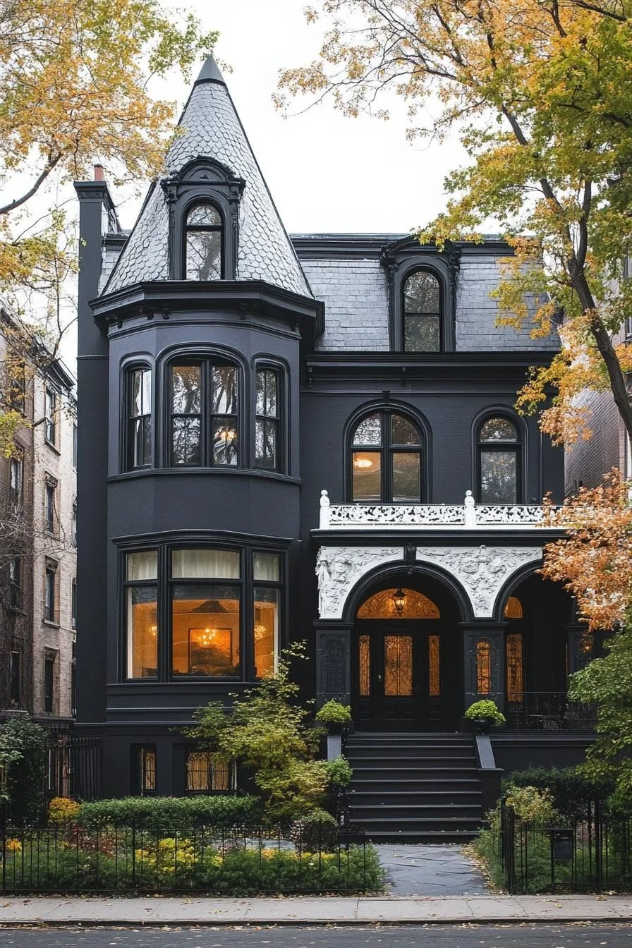 A Charcoal-Toned Gothic Victorian Mansion