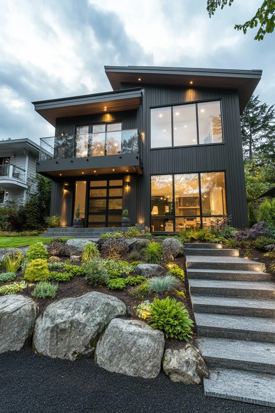 Modern Home Built Around a Rock Garden