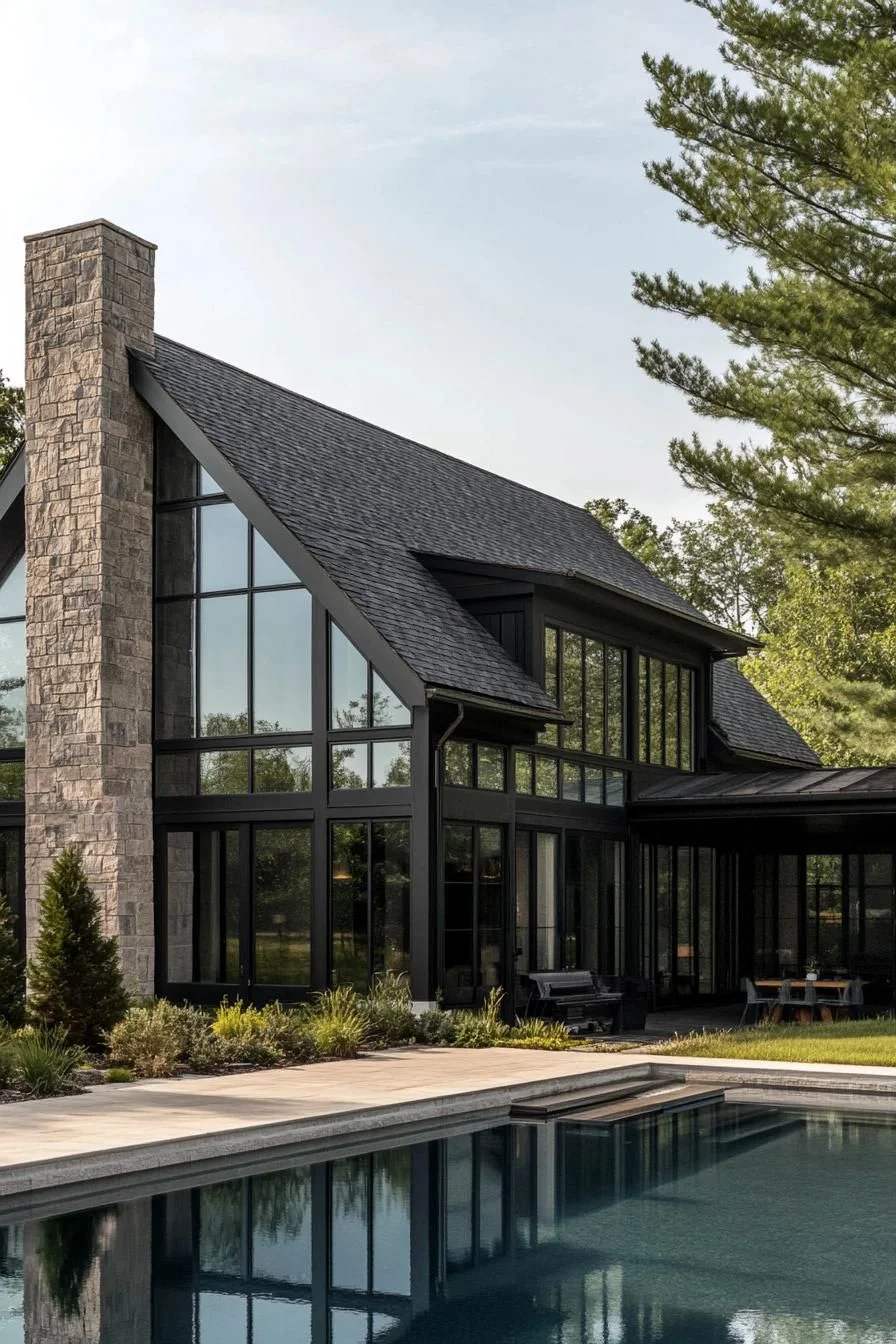 A Modern Farmhouse With Glass Gables