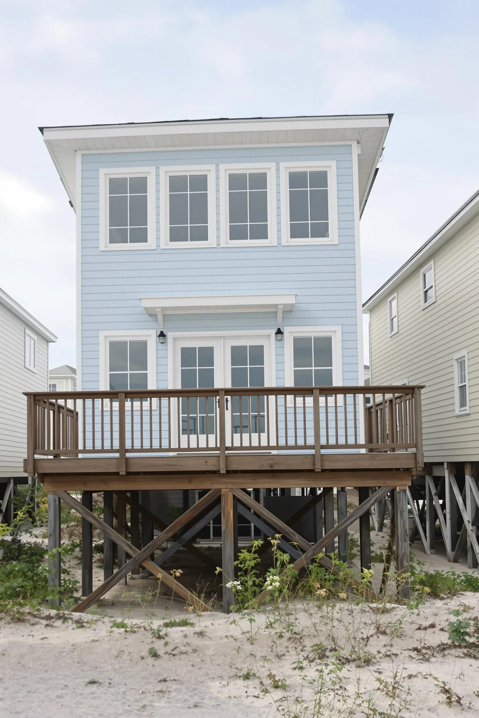 Sky-Blue Beach House on Stilts