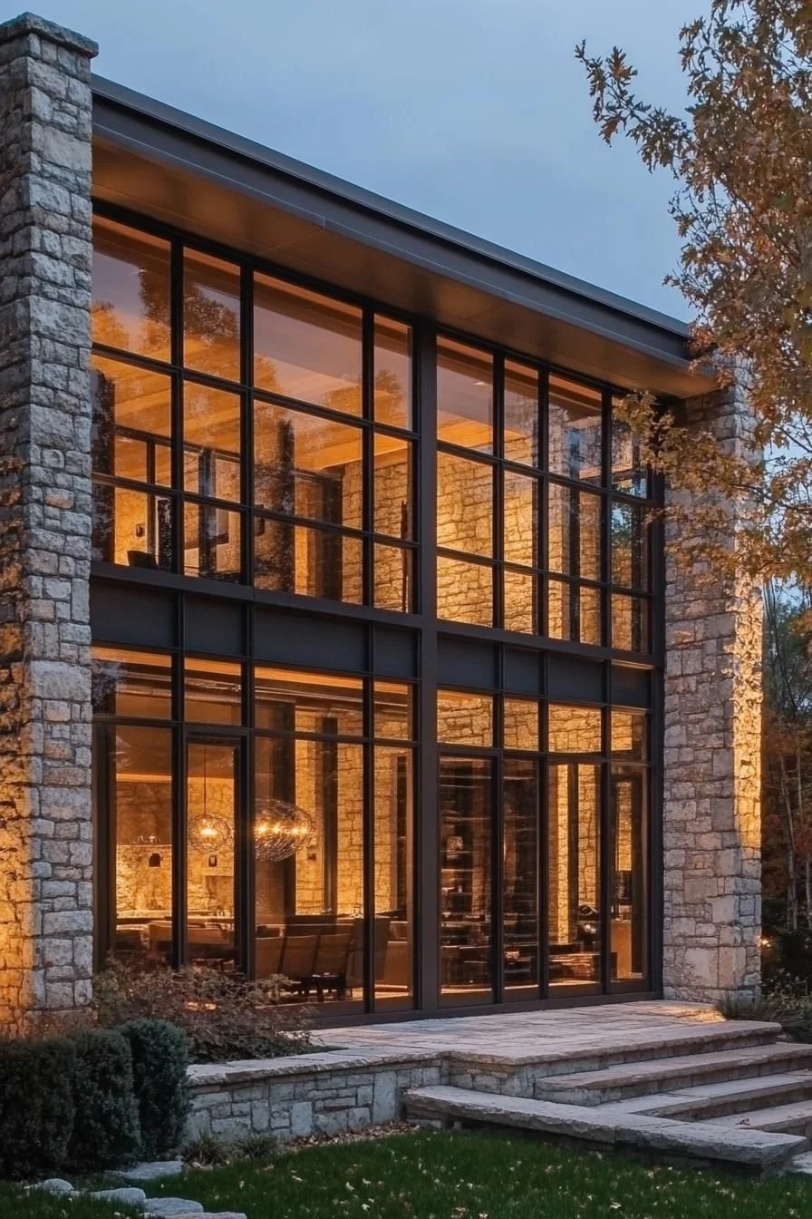 Stone Facade With Large Glass Windows - photo 3