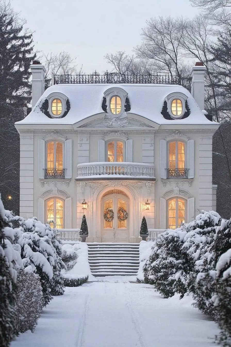 Fairytale Mansion Dressed in Snow