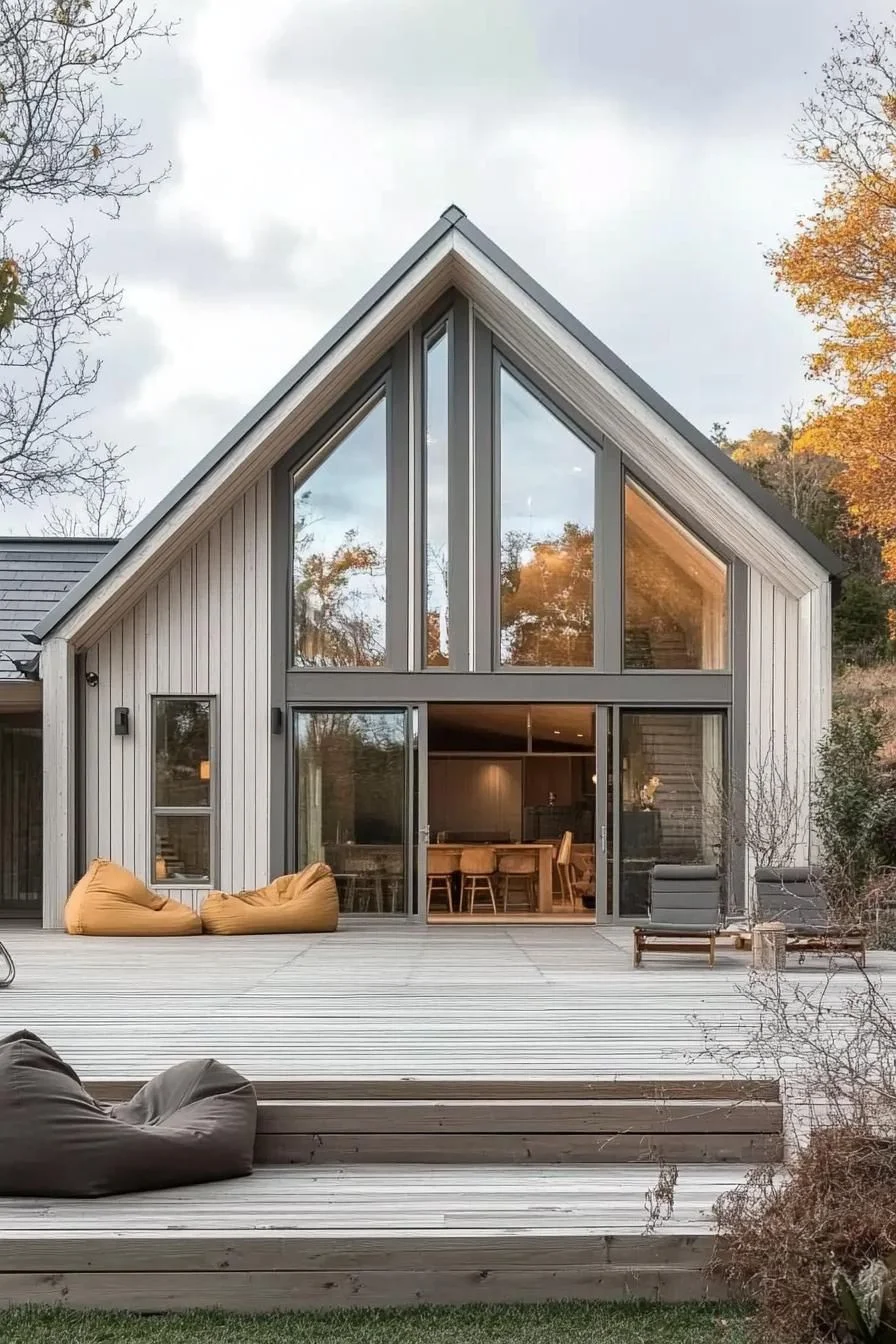 Autumn Colors Surround This A-Frame Barn