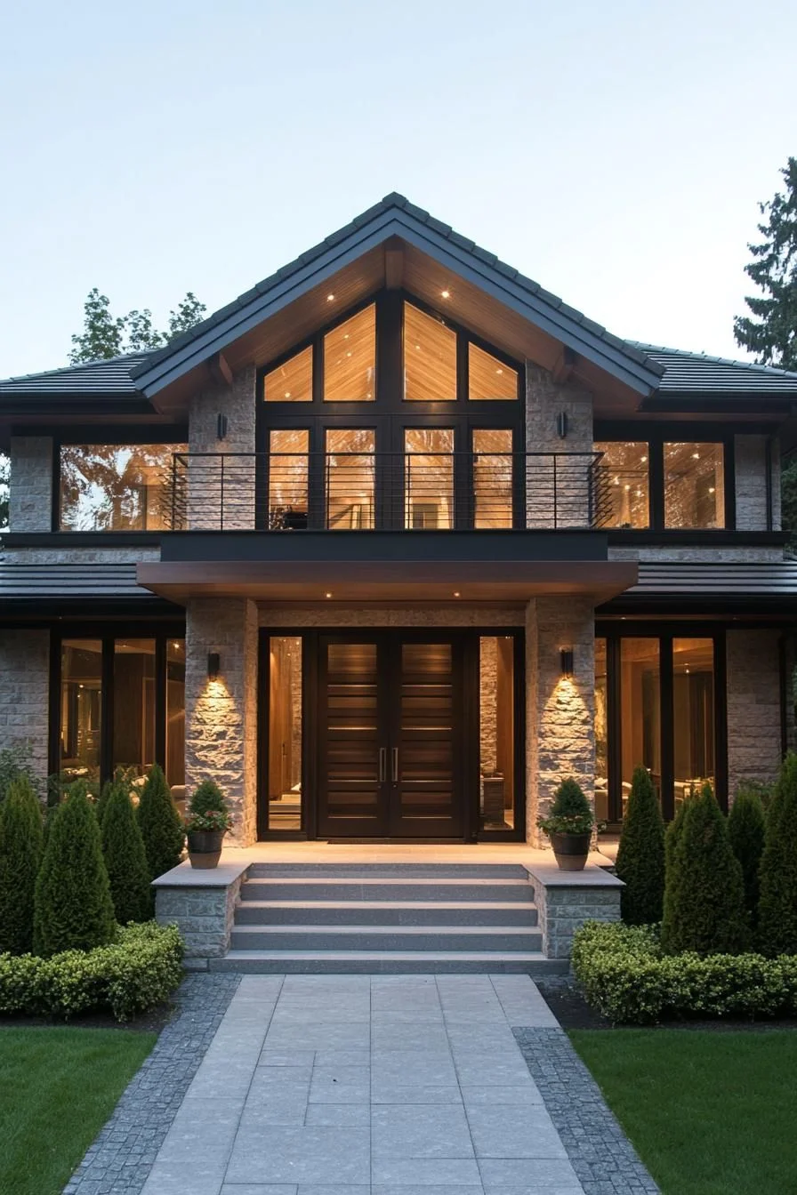 Wood and Stone for a Warm Entrance
