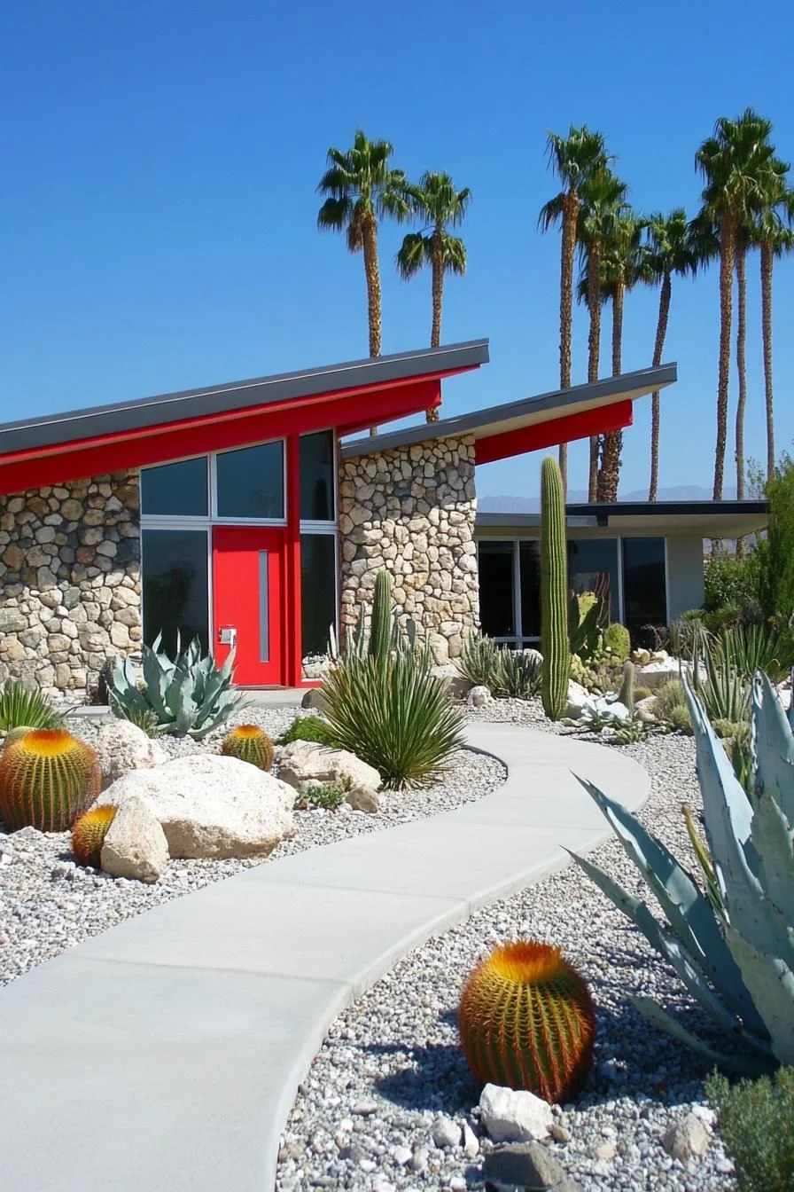 Bold Red Accents in the Desert