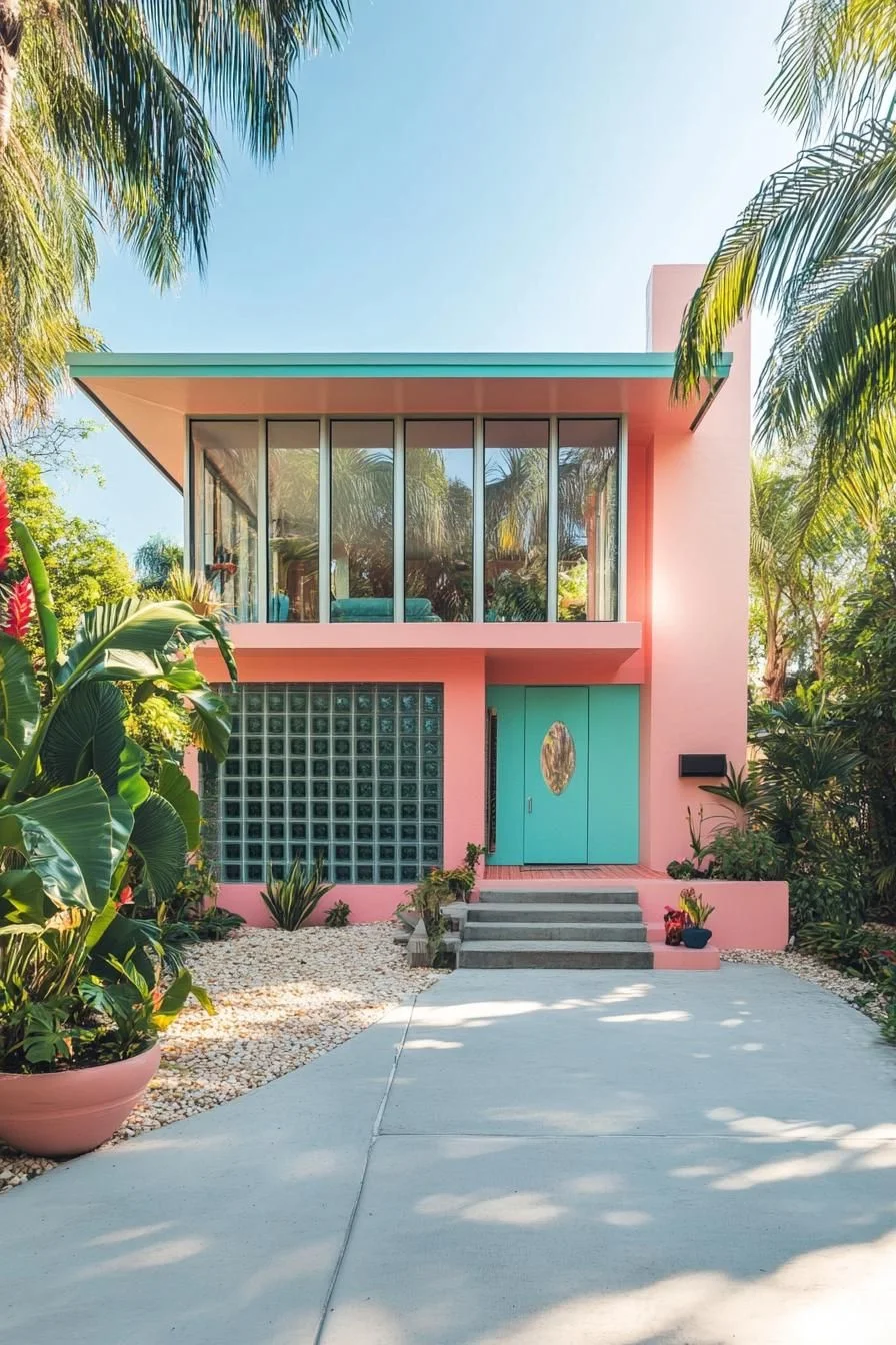 Pastel Pink Charm Among the Palms