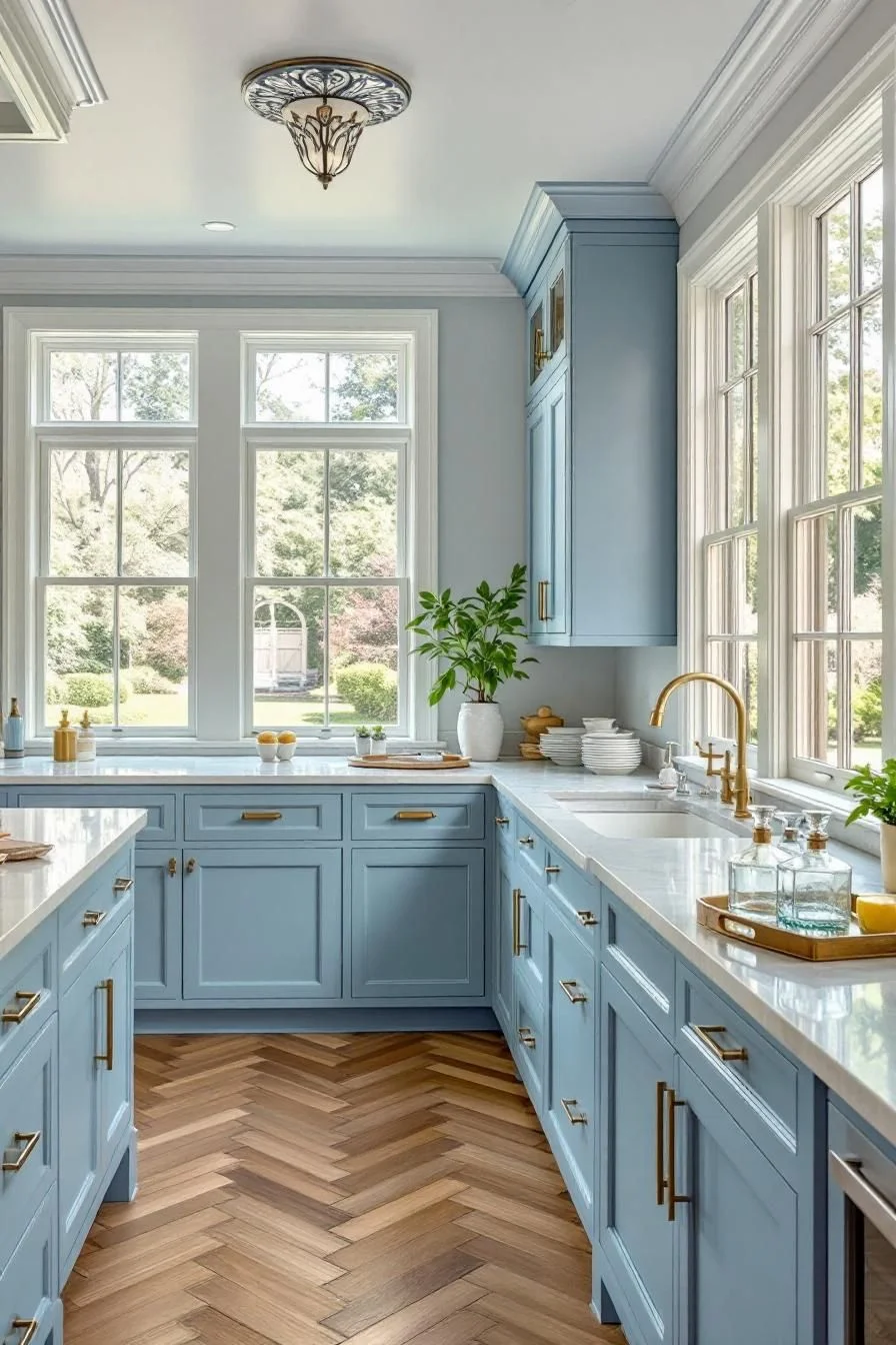 Chevron Patterns in a Colonial Kitchen