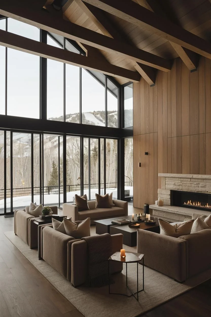 Timber and Calm in a Fireside Setting
