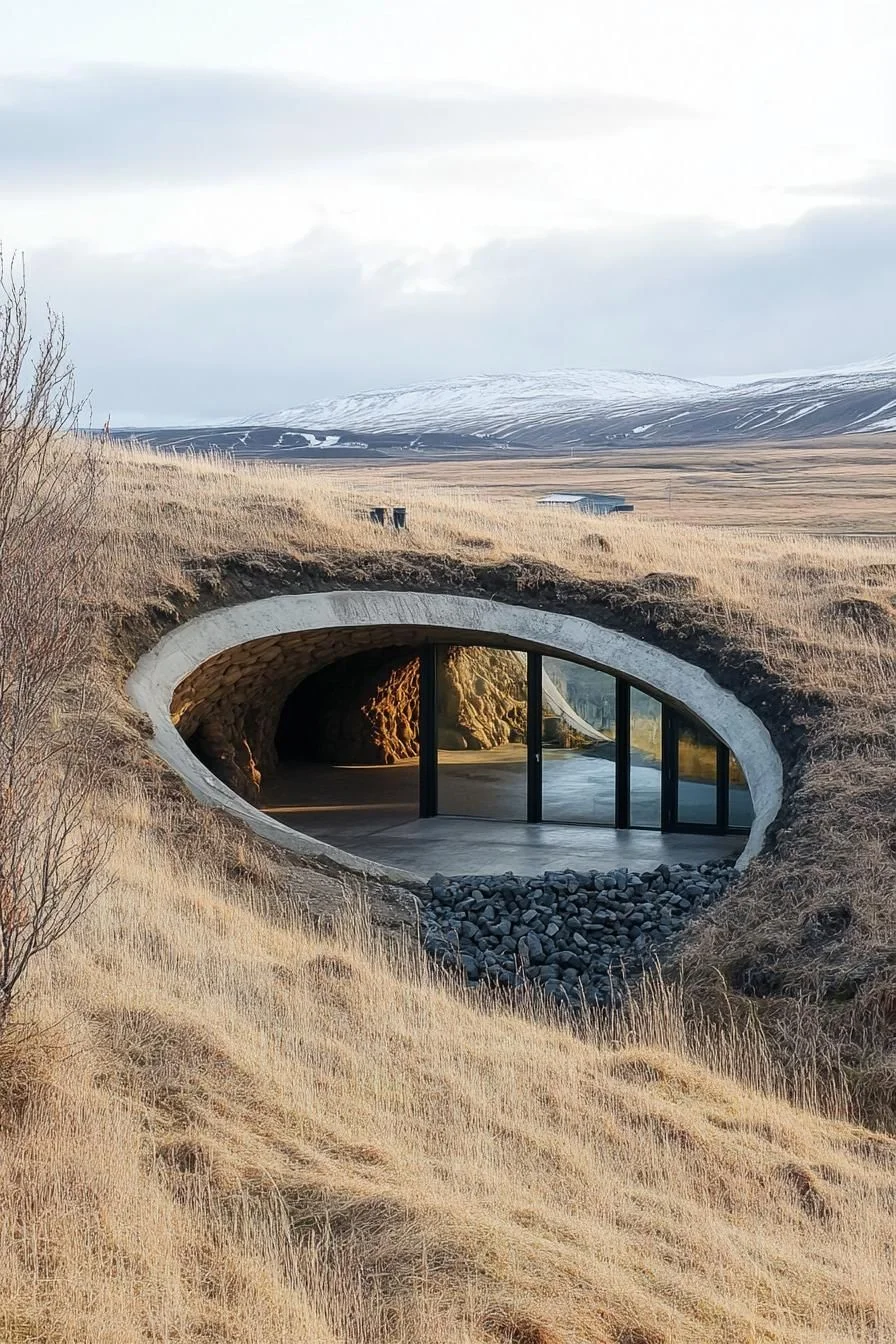 An Underground Home Set Among Rolling Hills