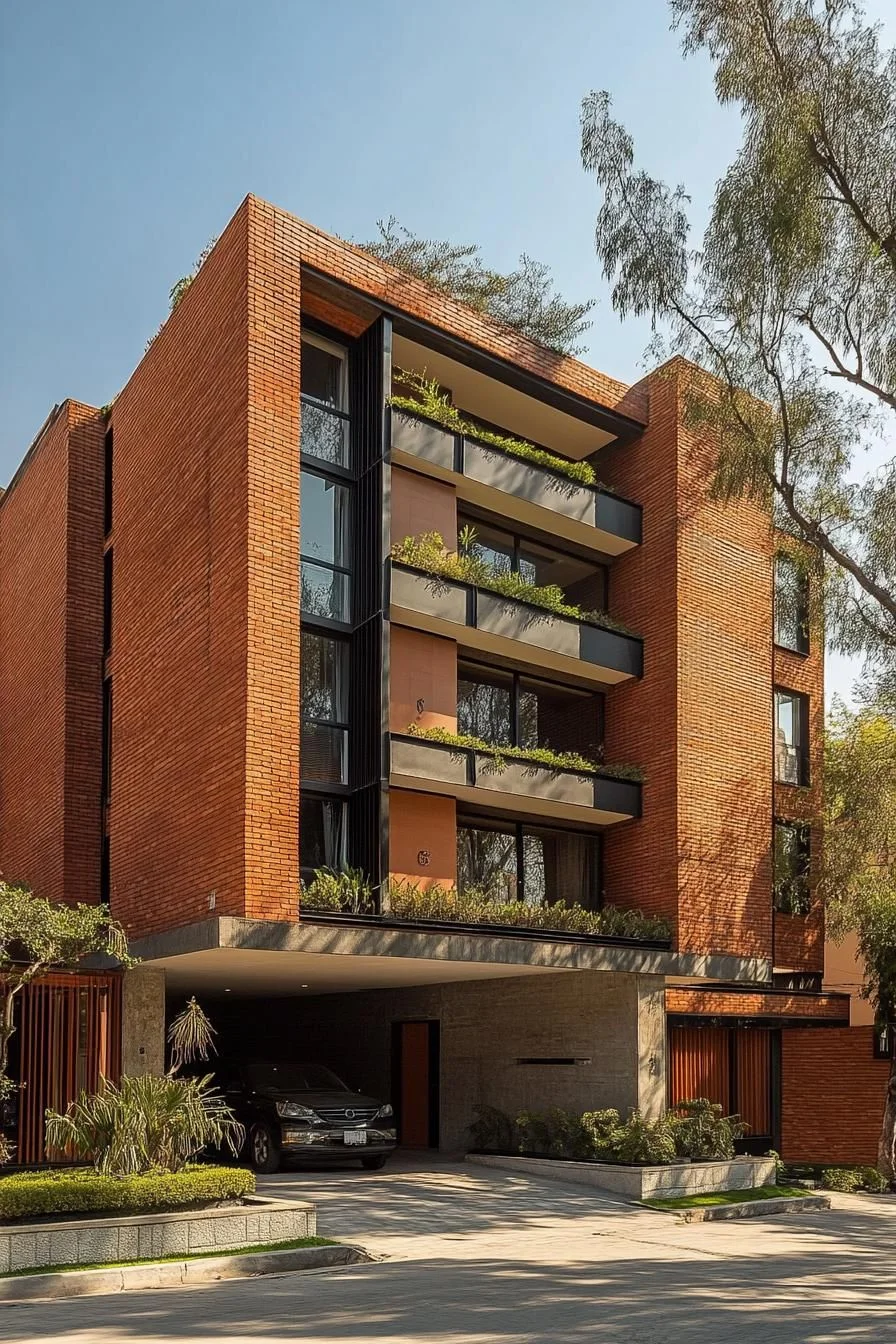 Brick Box Facade With Green Views