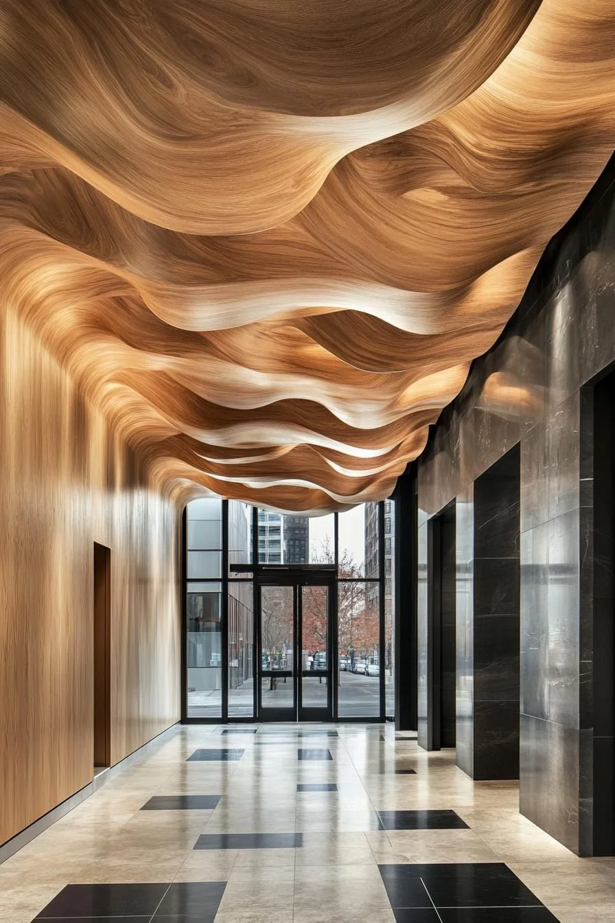 Marble Floors and Wavy Wood Ceilings