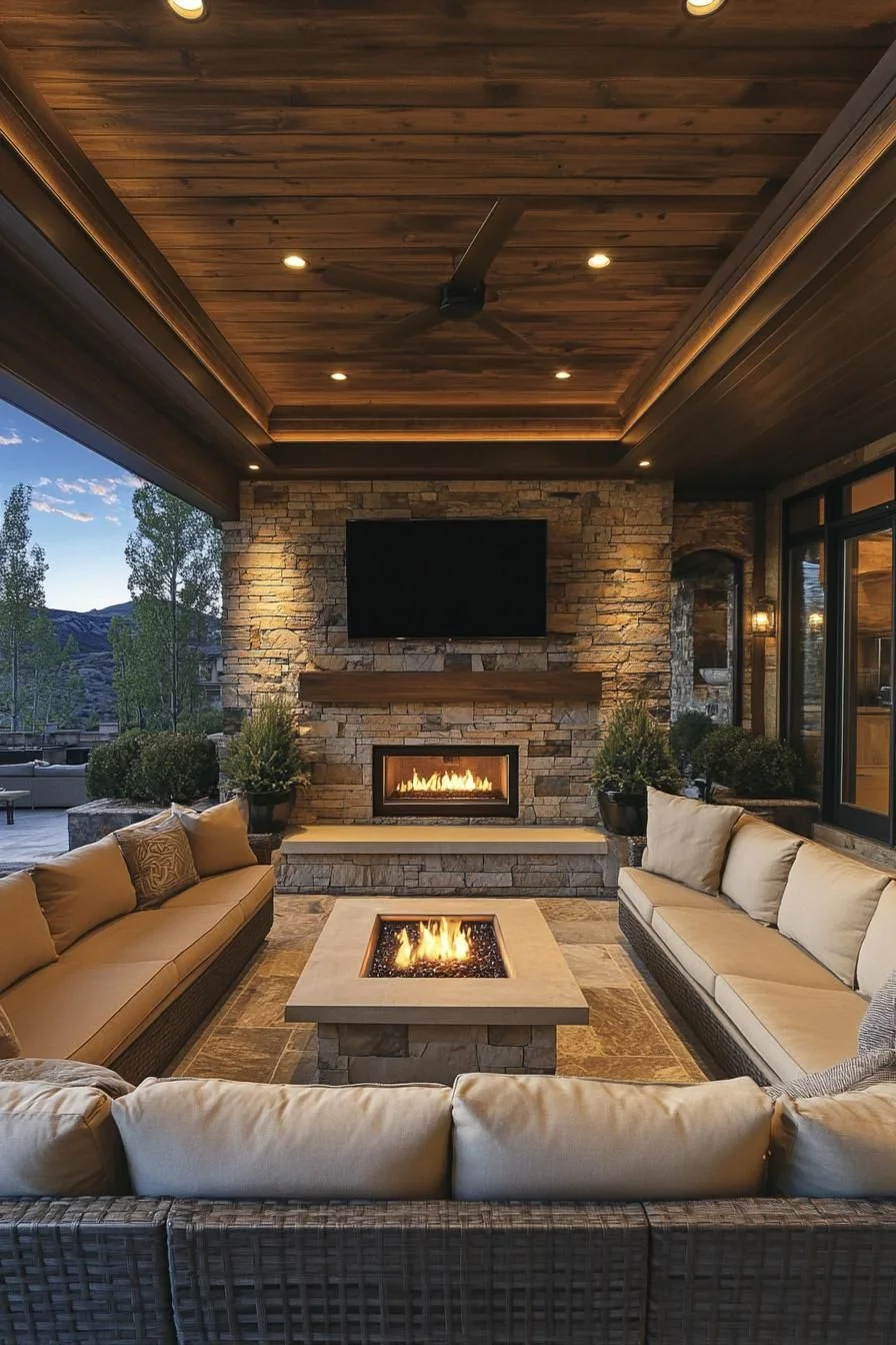 Roasting Marshmallow Oasis: A Glowing Patio Lounge