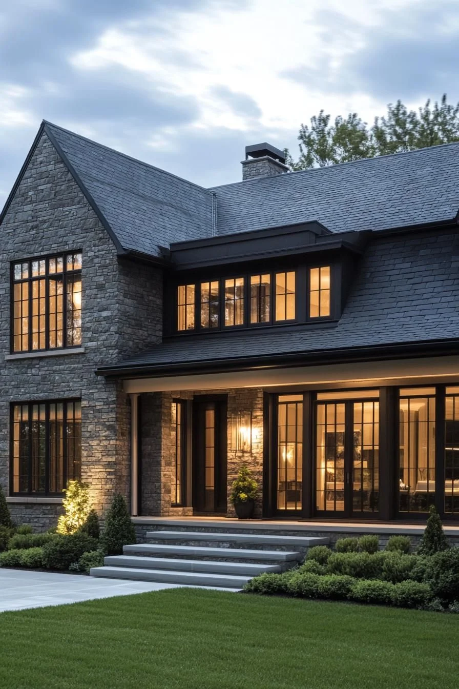Stone-Clad Suburban Oasis