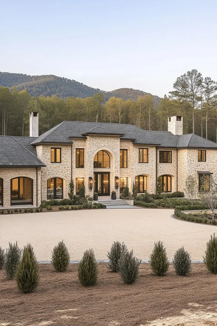 Stately Stone Mansion Tucked in the Forest