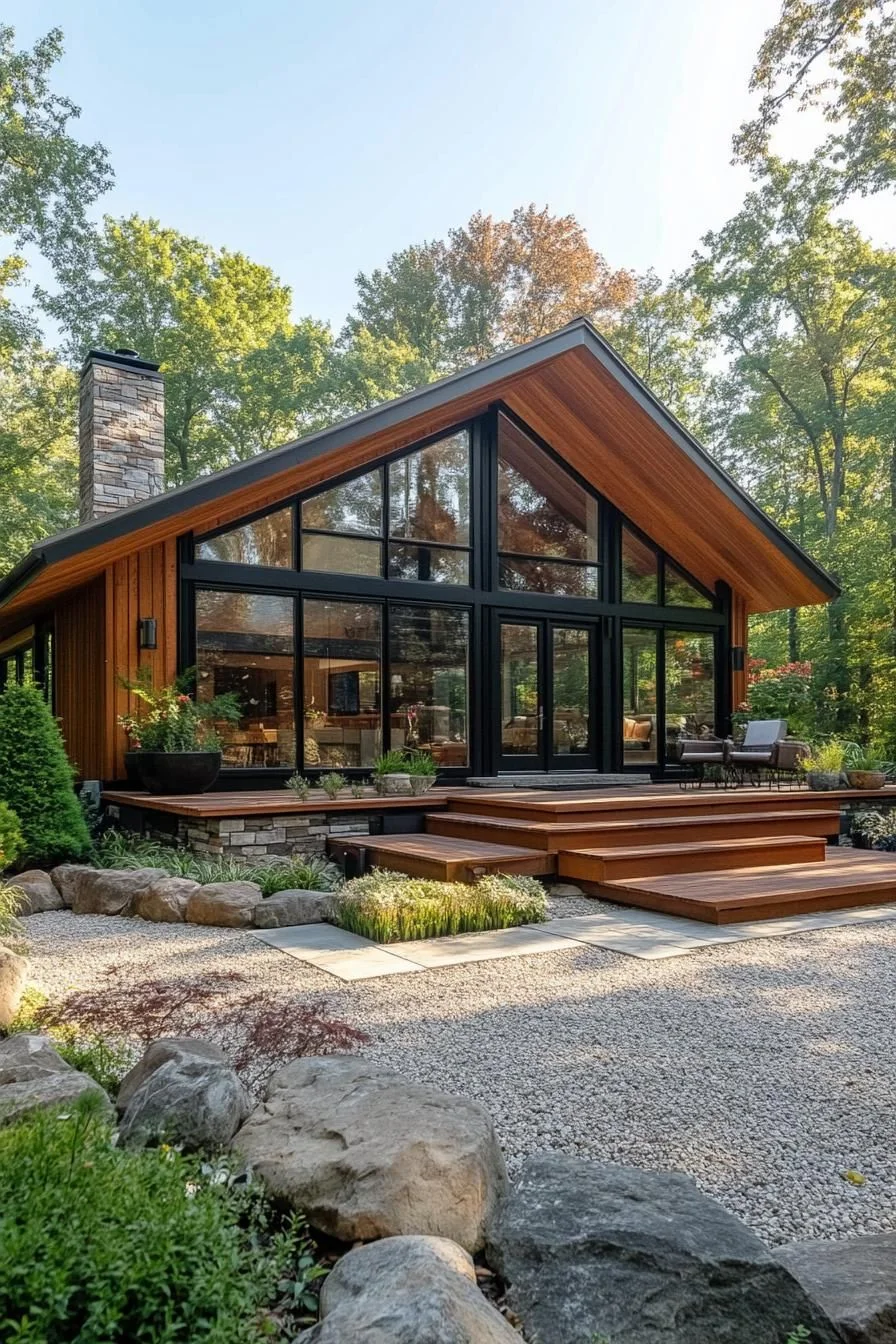 Wooden Gable House Surrounded by Forest