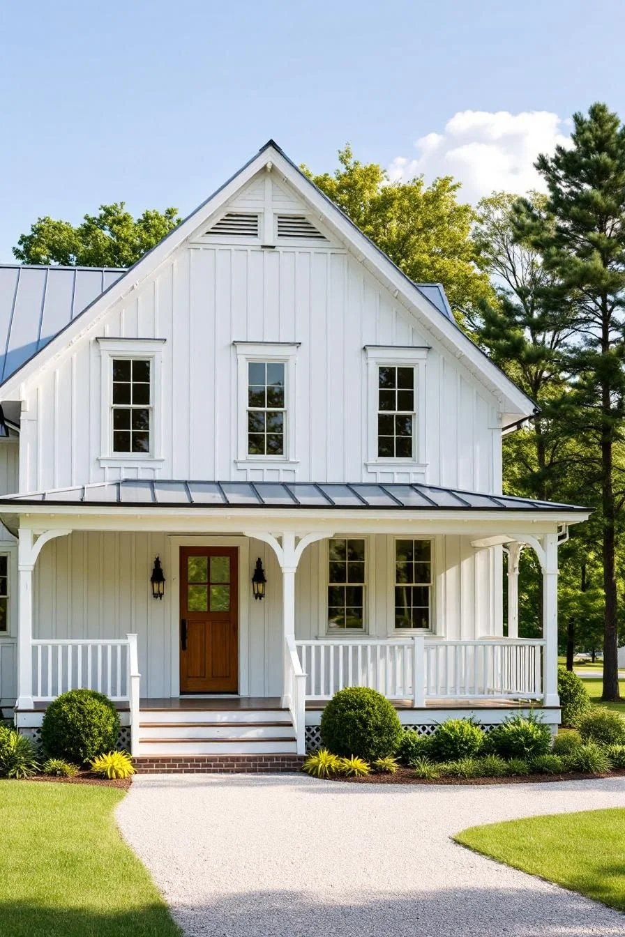 A Classic Farmhouse with a Cheerful Porch