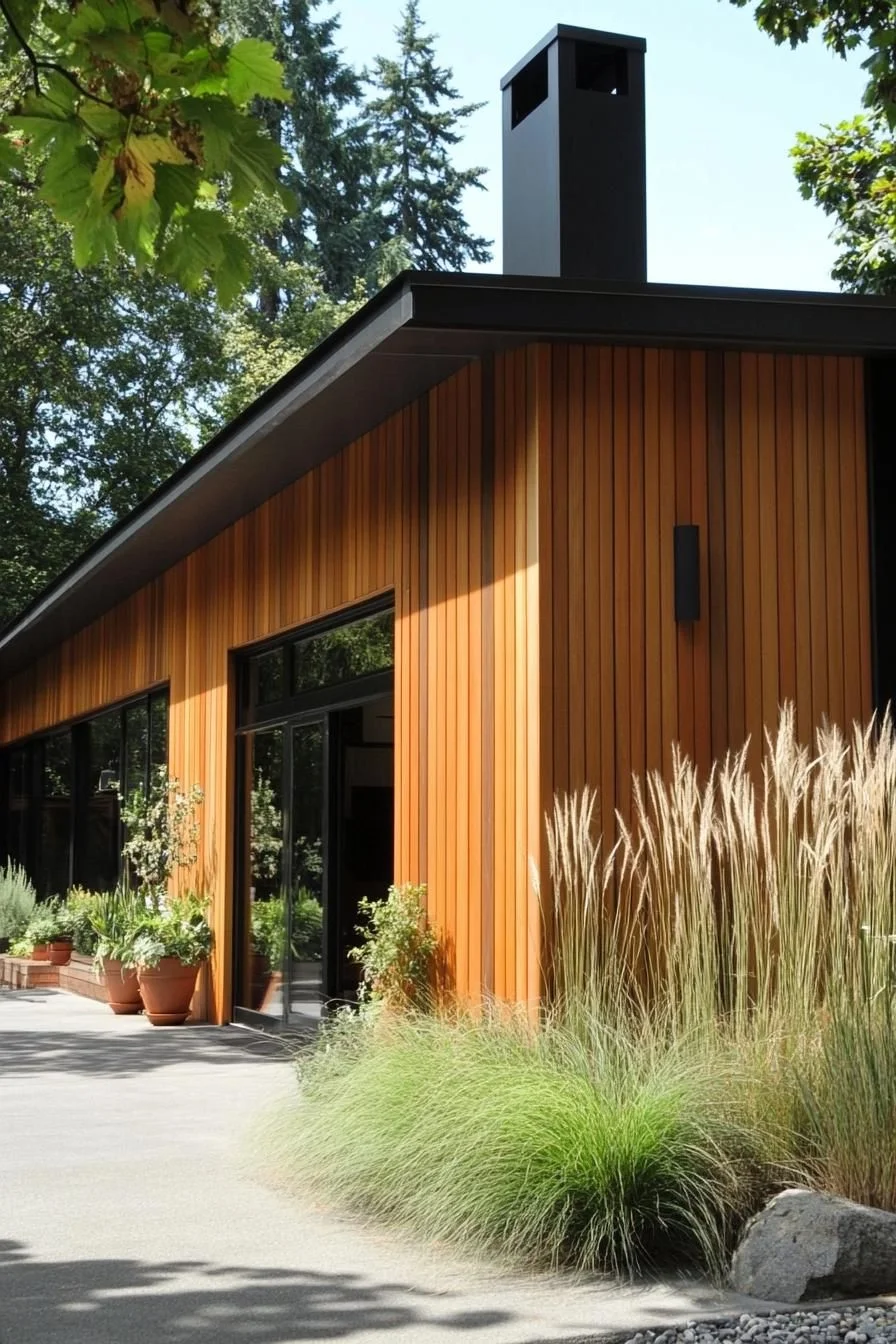 Angular Long House with Garden Views