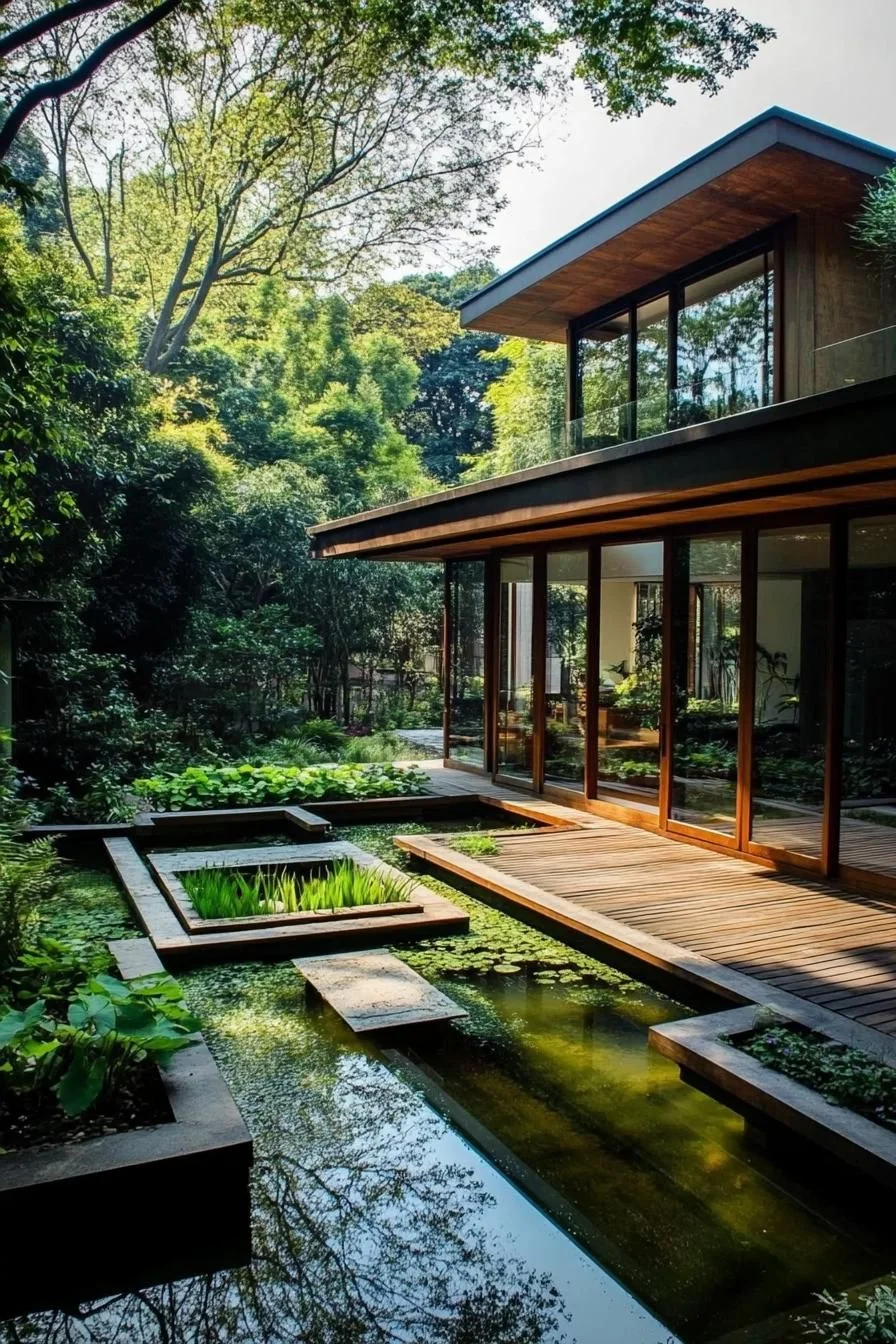 A Glass Retreat Beside Still Water