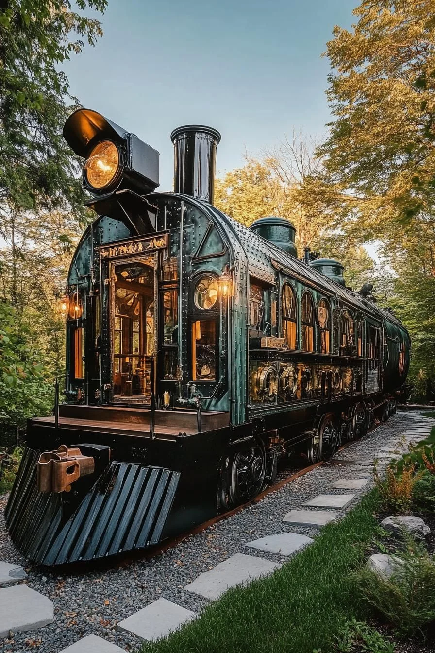 A Train-Shaped House Hidden in the Woods