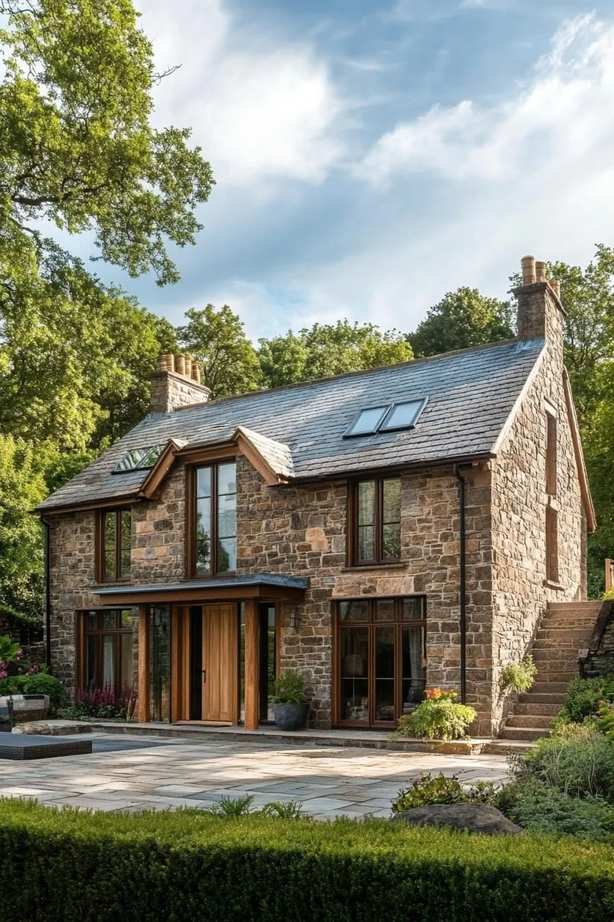 Stone Cottage with a Tall, Sky-Facing Roof