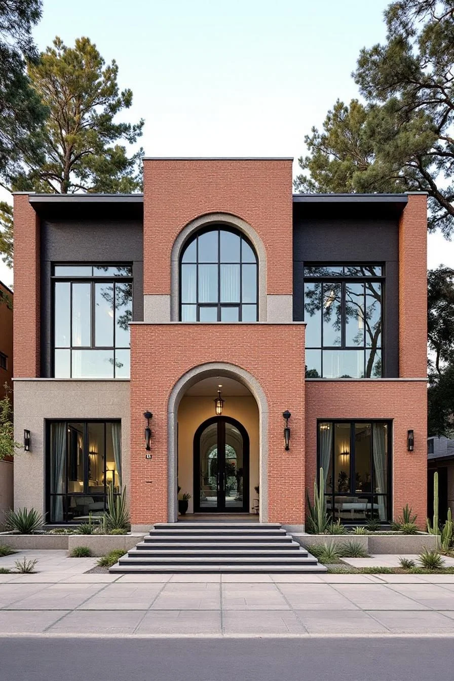 A Brick Home With a Grand Entrance