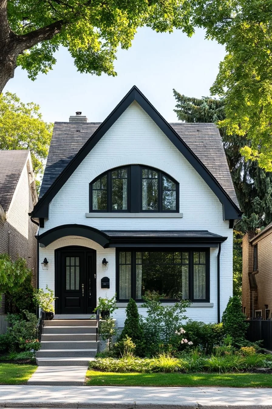 27) A Monochrome Cottage With Ebony Trim