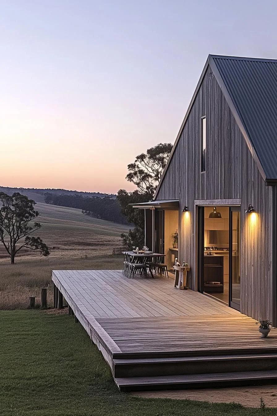 A Timber Retreat Lit by Sunset