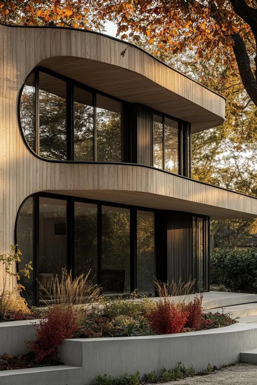 Curved Timber Facade Reverie