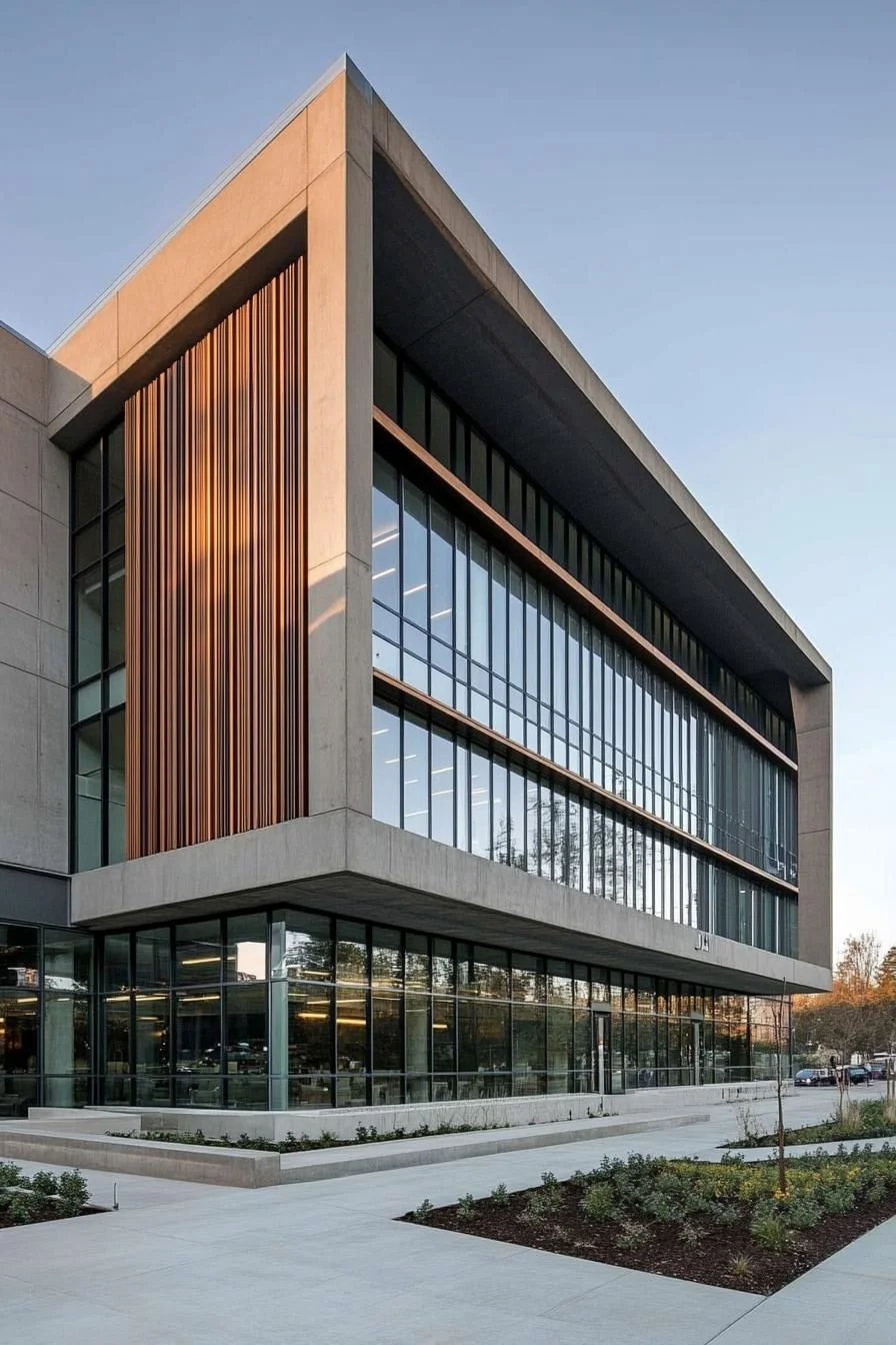 Rectangular Glass Facade Retreat