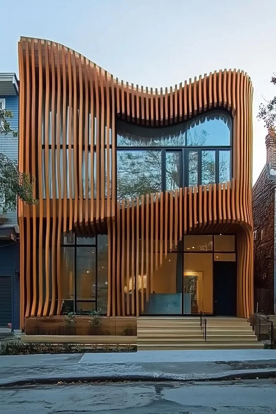 Twisting Timber Facade Design