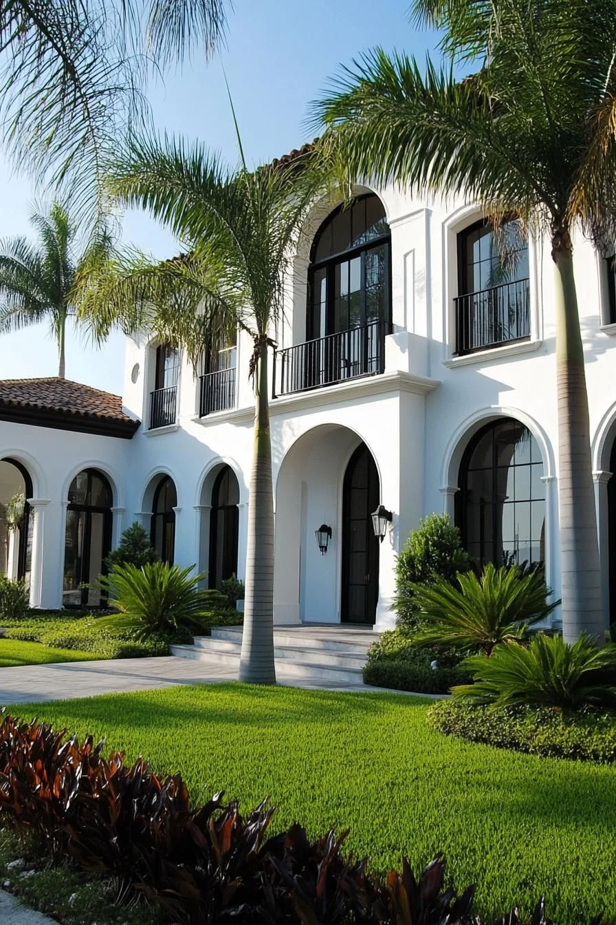 White Walls Framed by Palm Trees