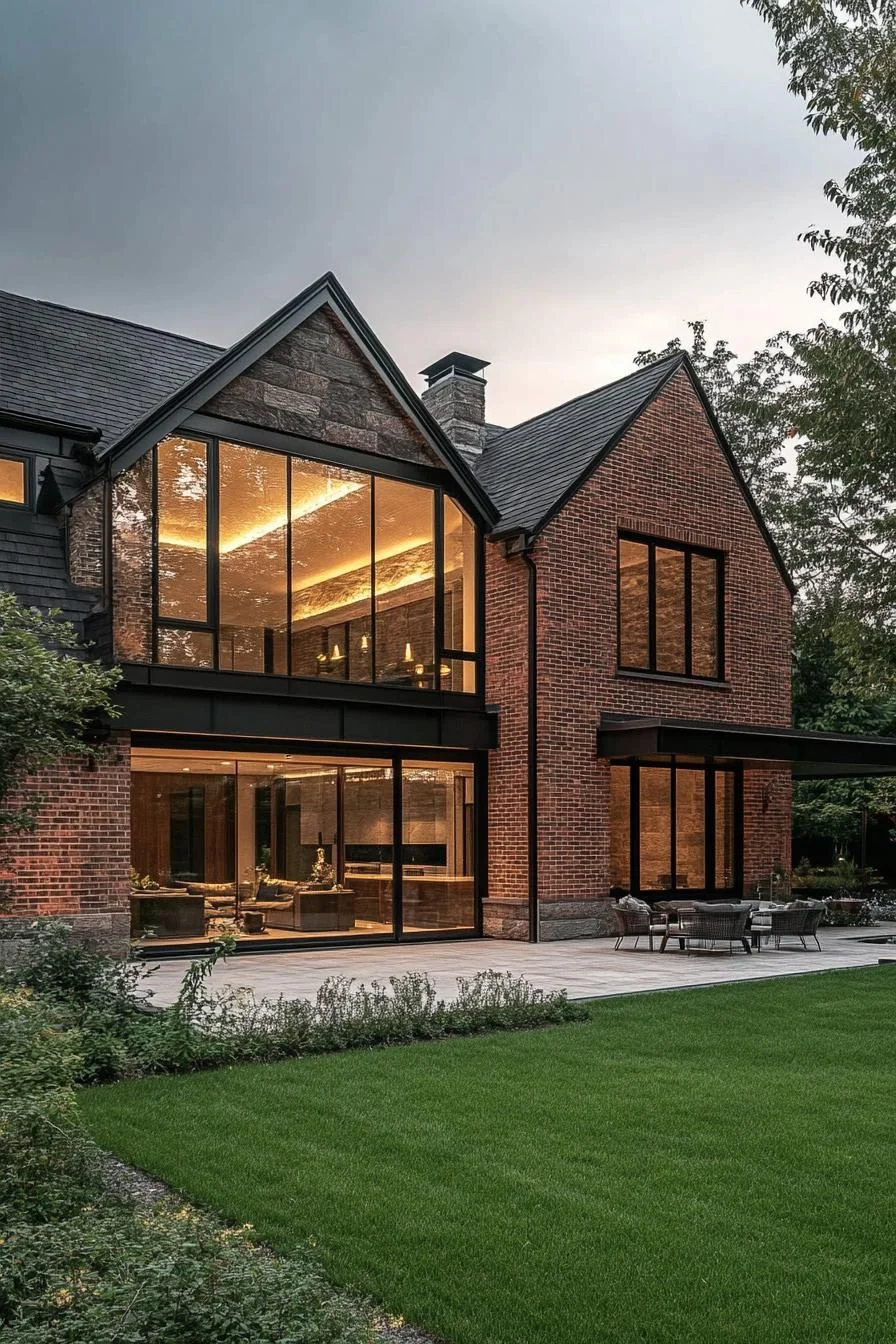 A Glitzy Mansion in Brick and Glass