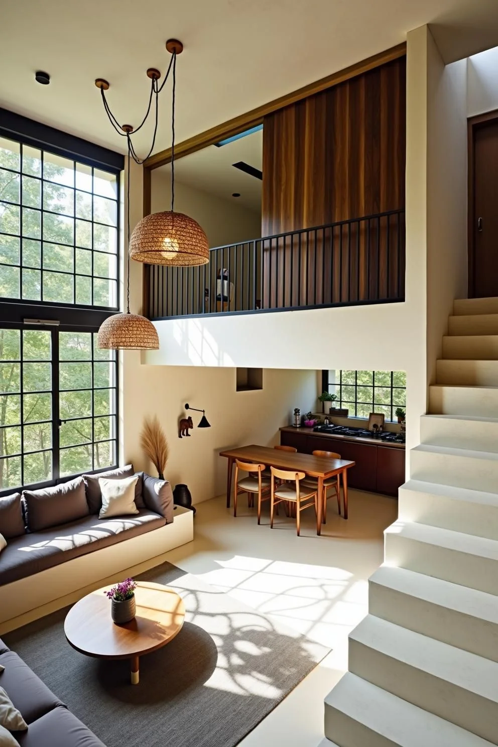 Loft Homes with Whimsical Window Views