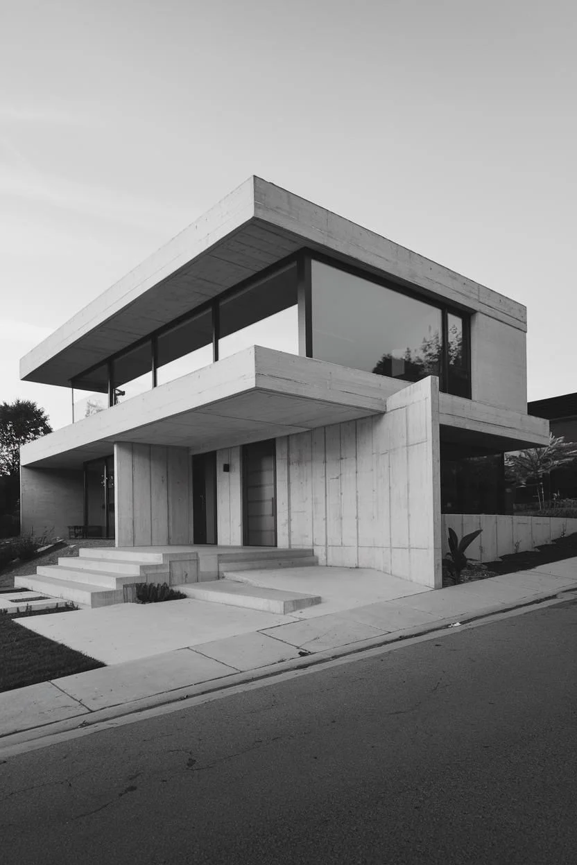 Stacked Concrete Cubes in a Suburban Setting