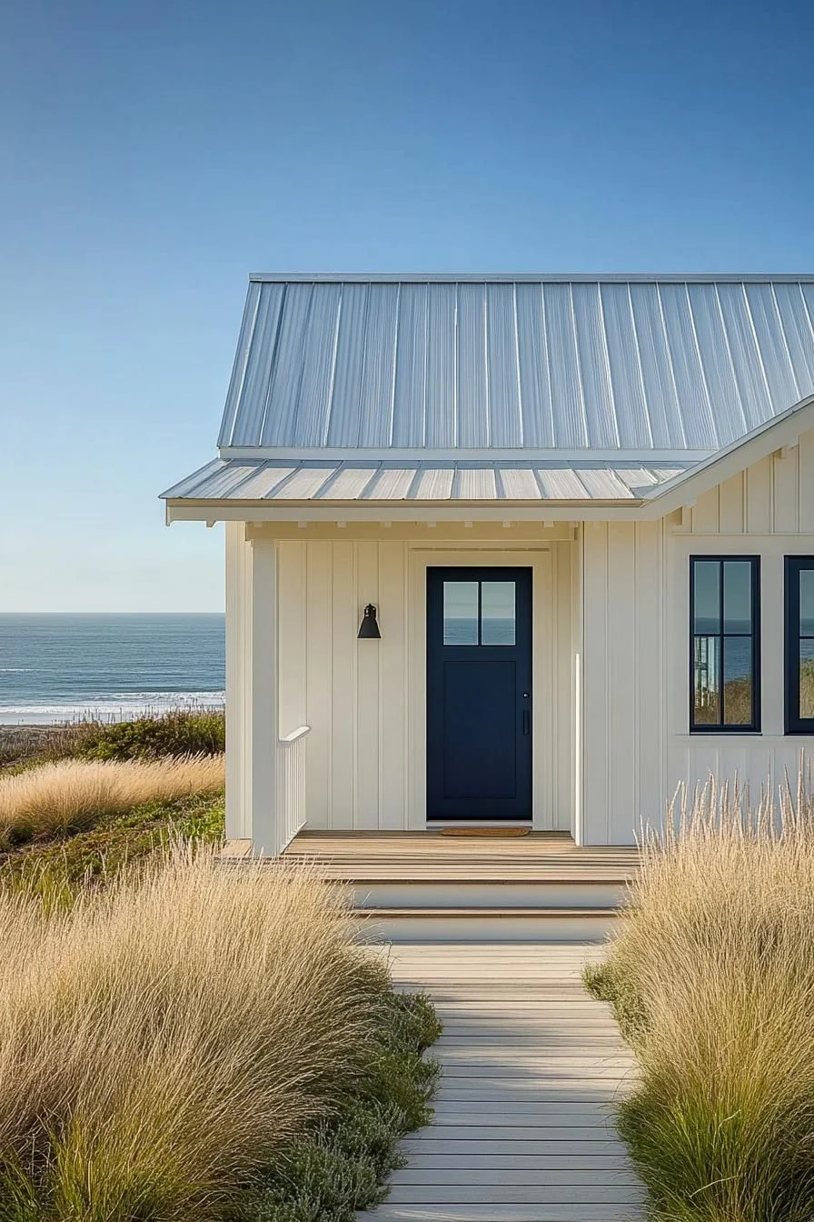 A Coastal House Featuring a Bold Blue Door