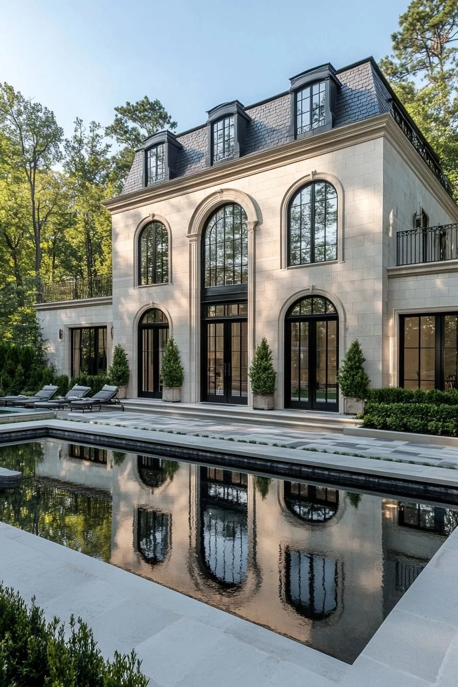 Chateau-Style Home with Arched Windows
