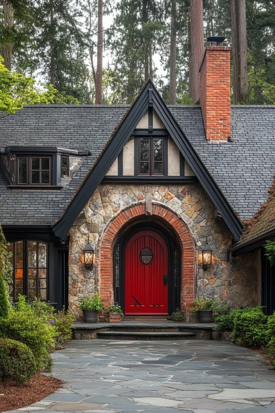 A Home With a Bold Red Front Door