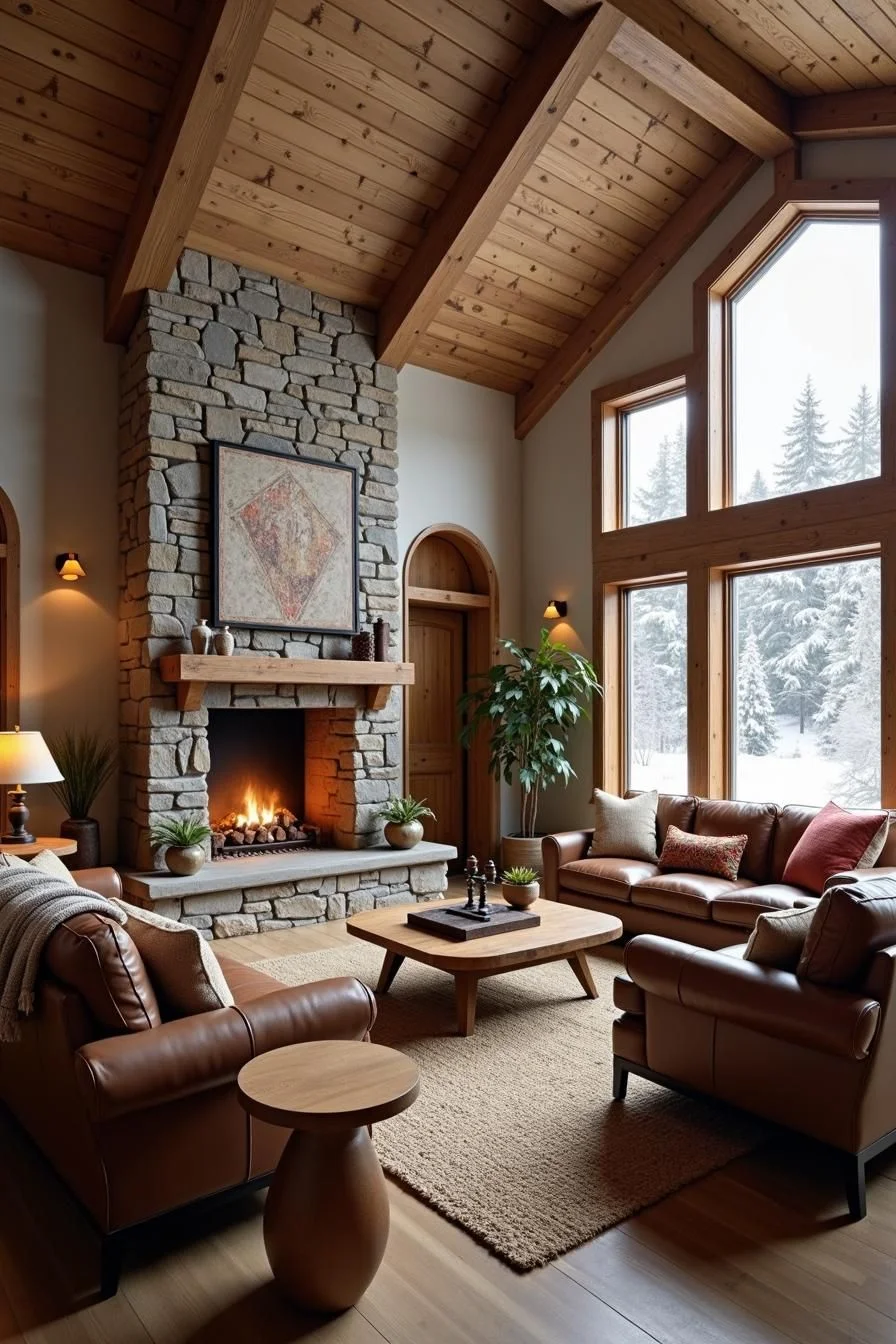 A Woodland Escape Built Around the Fireplace