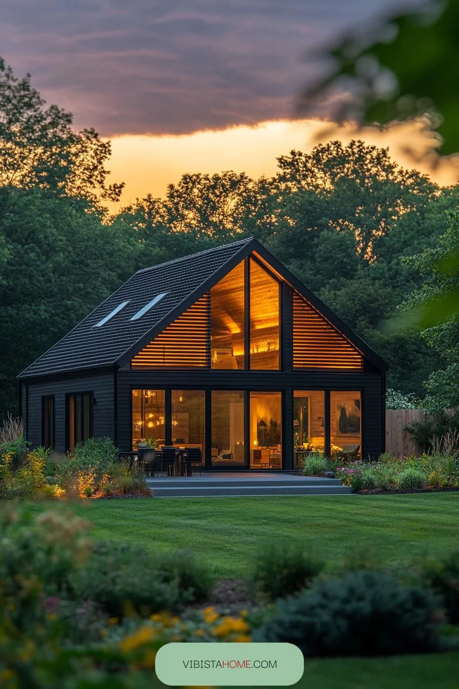 Whimsical Gabled Retreat at Dusk