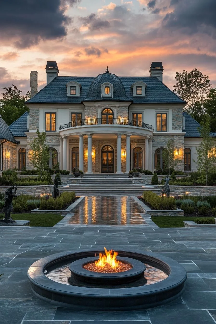 A Dusk-Lit Château Glow