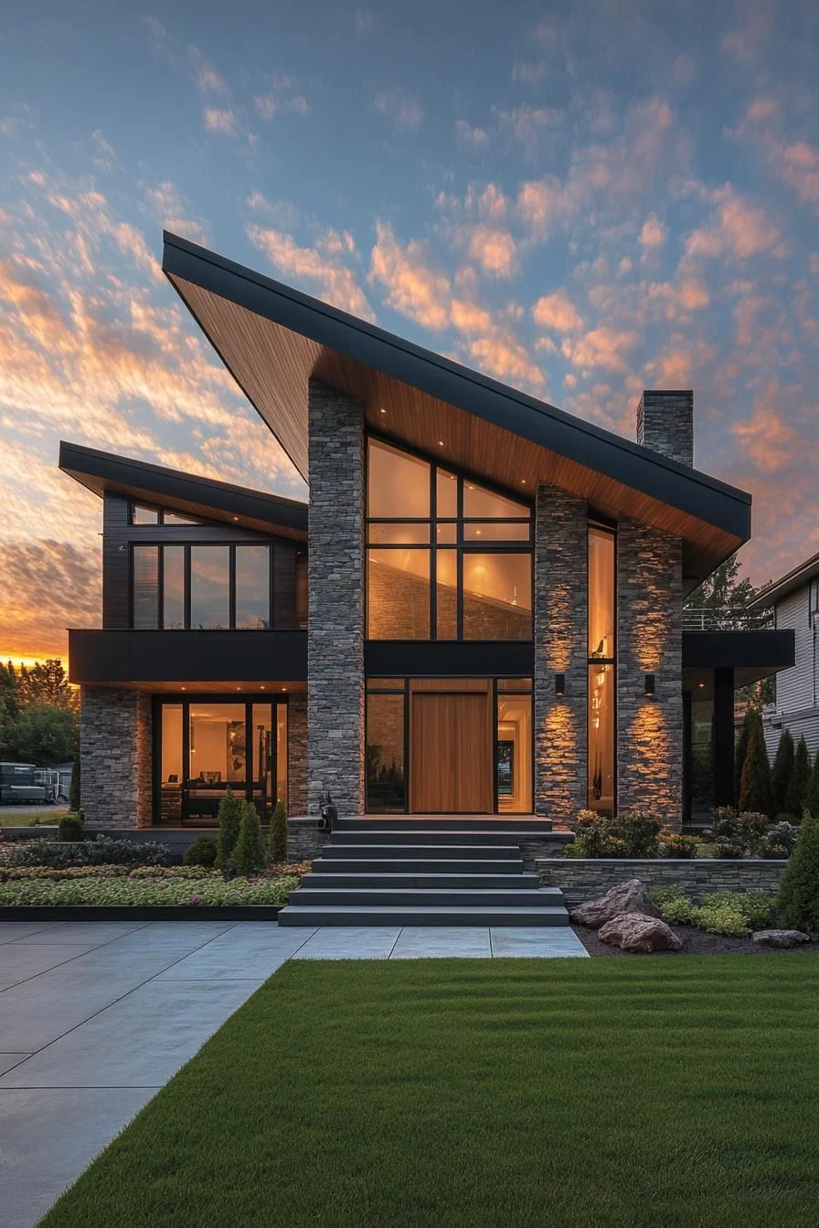 A Modern Home Set Against Sunset Skies