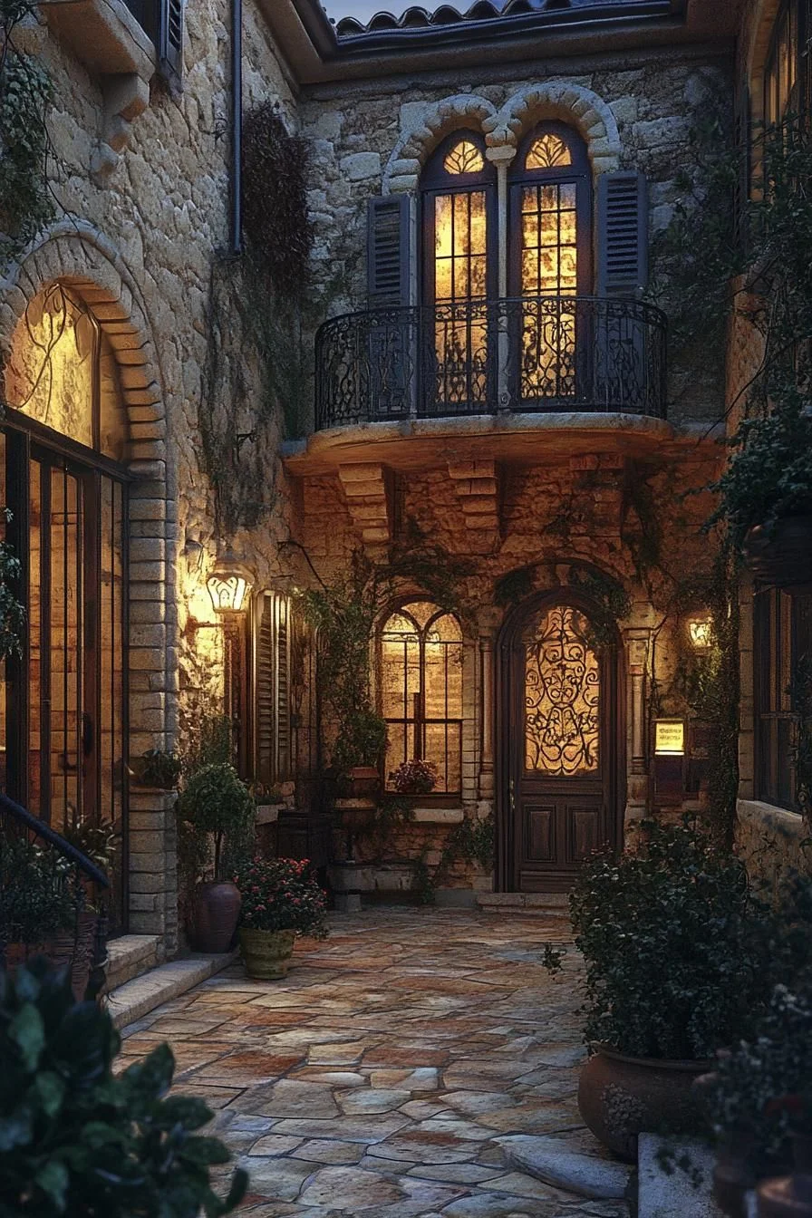 Spanish Courtyard at Dusk