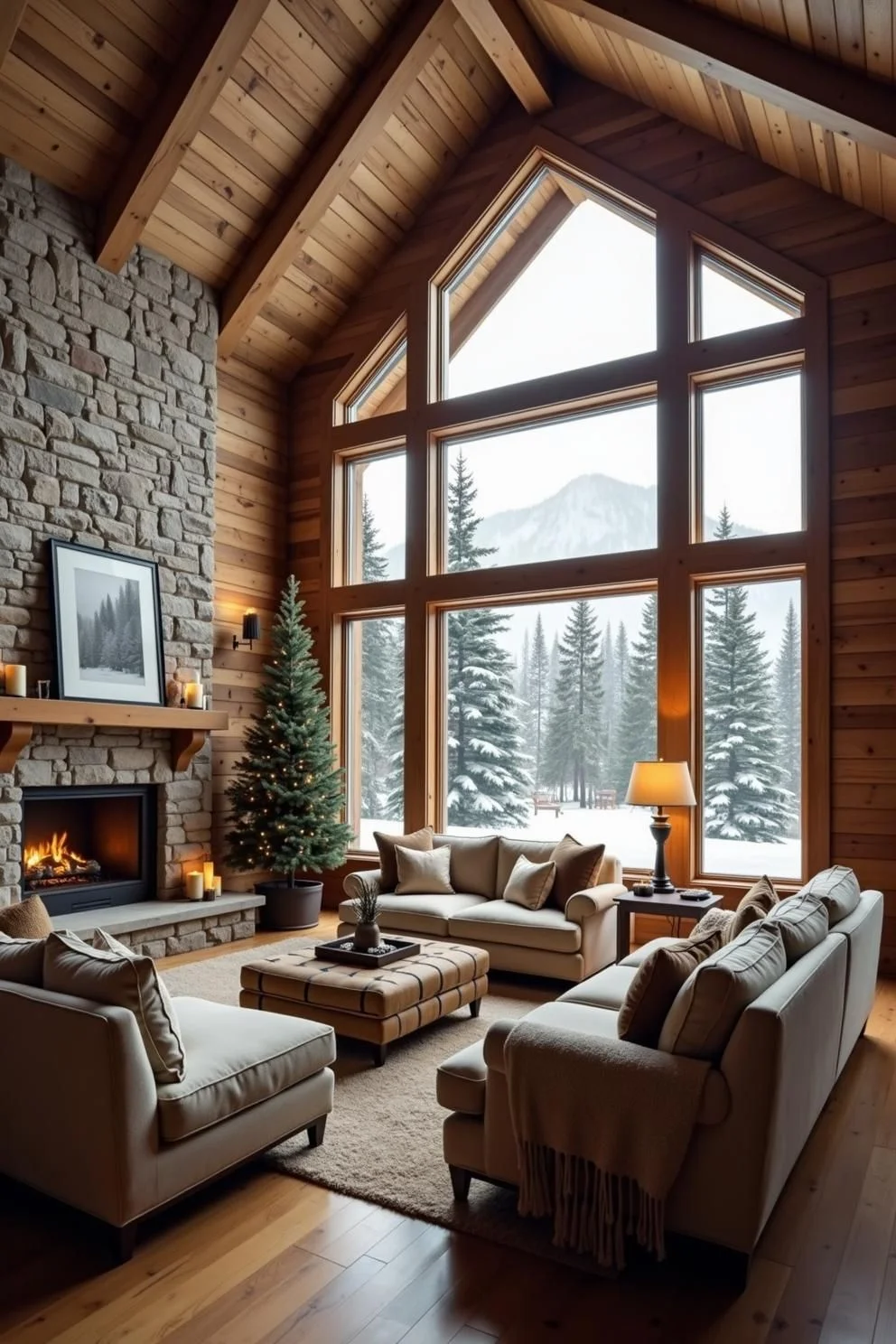 A Hearth Framed by Pine Views
