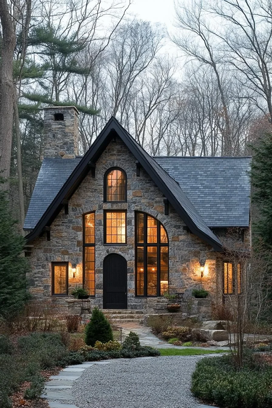 Stone Cottage Glowing with Homey Charm