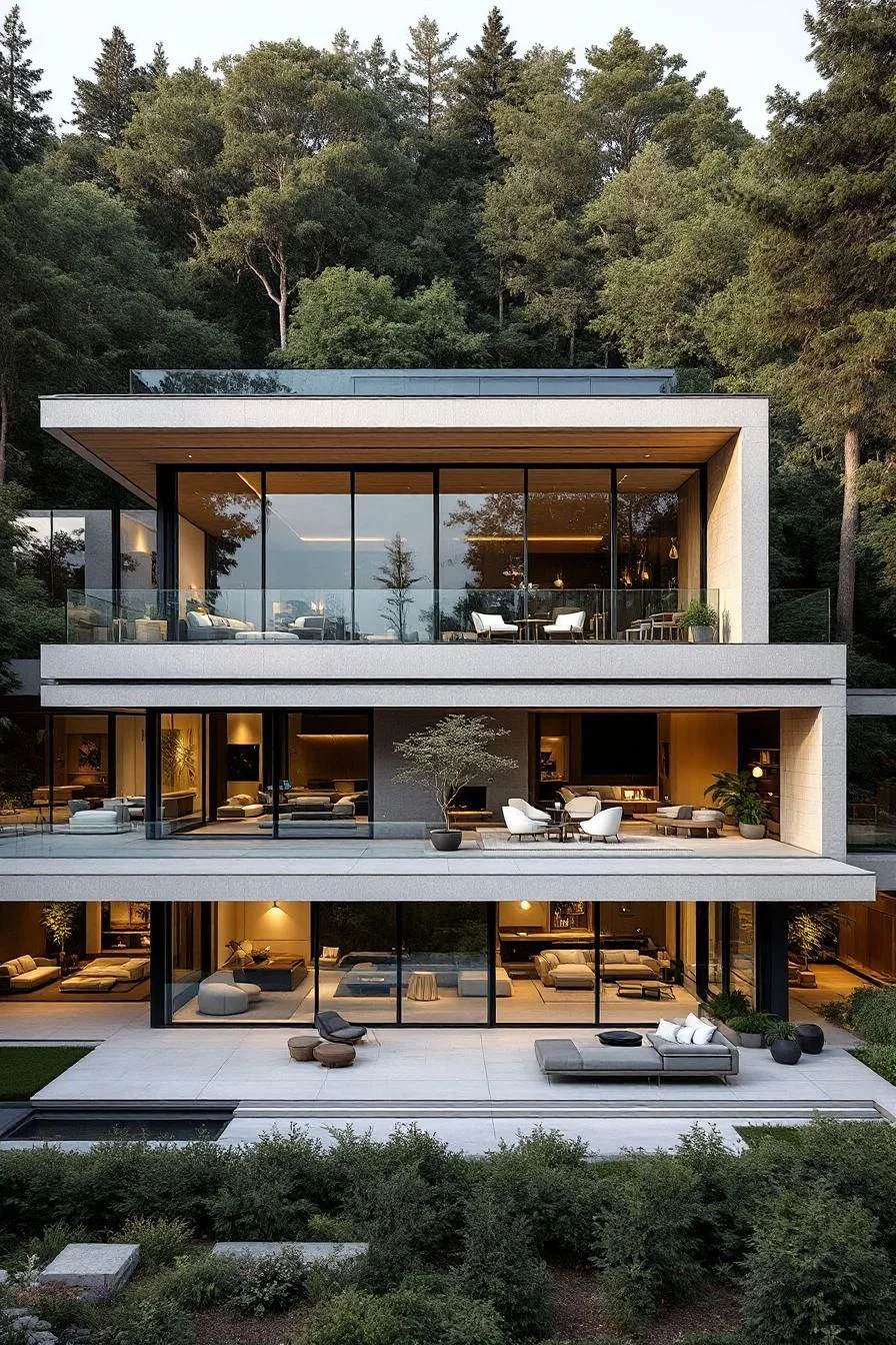 Cozy Tiered Design in a Glass Haven