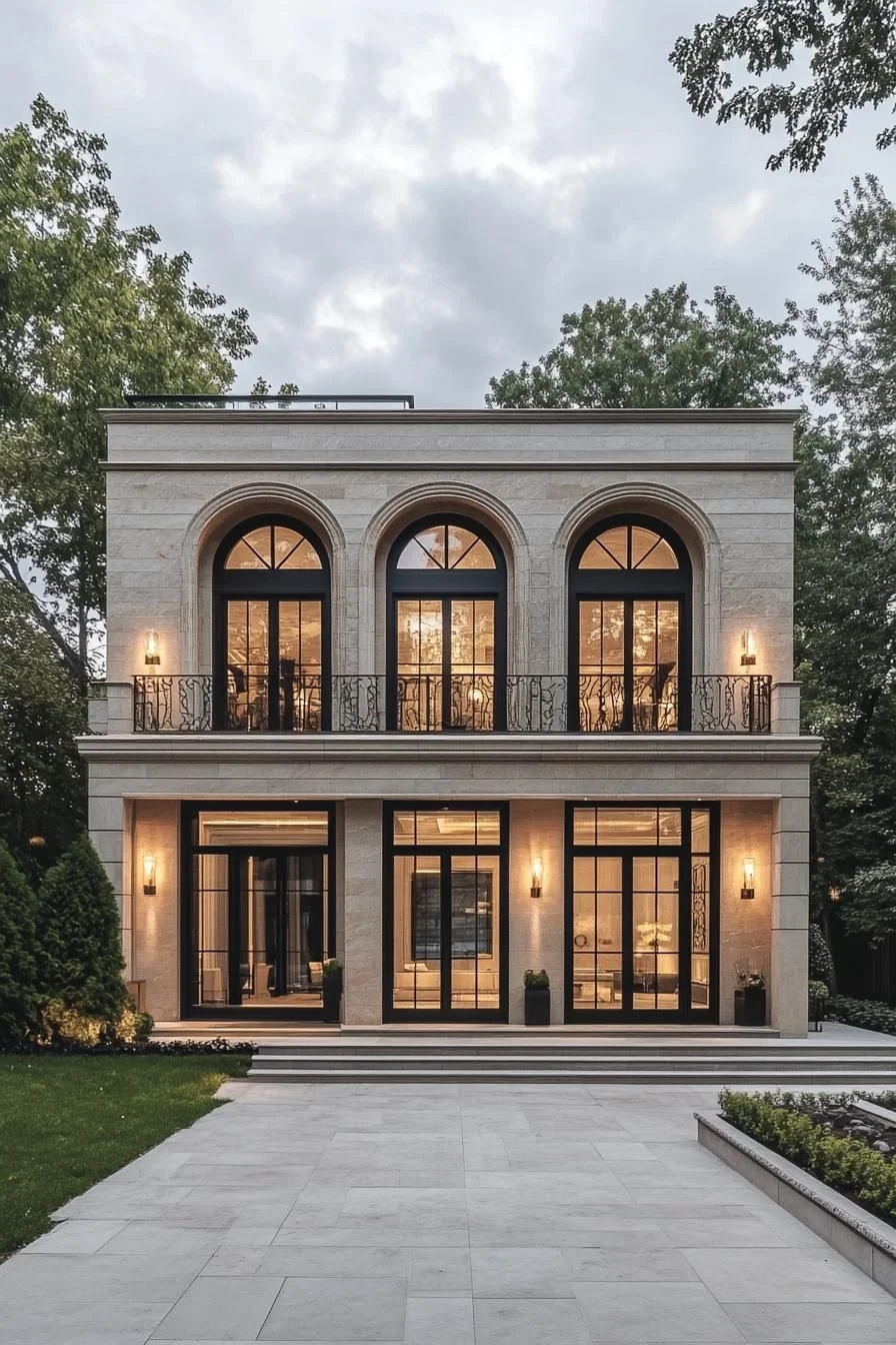 A Modern Neoclassical Chateau Under Night Skies
