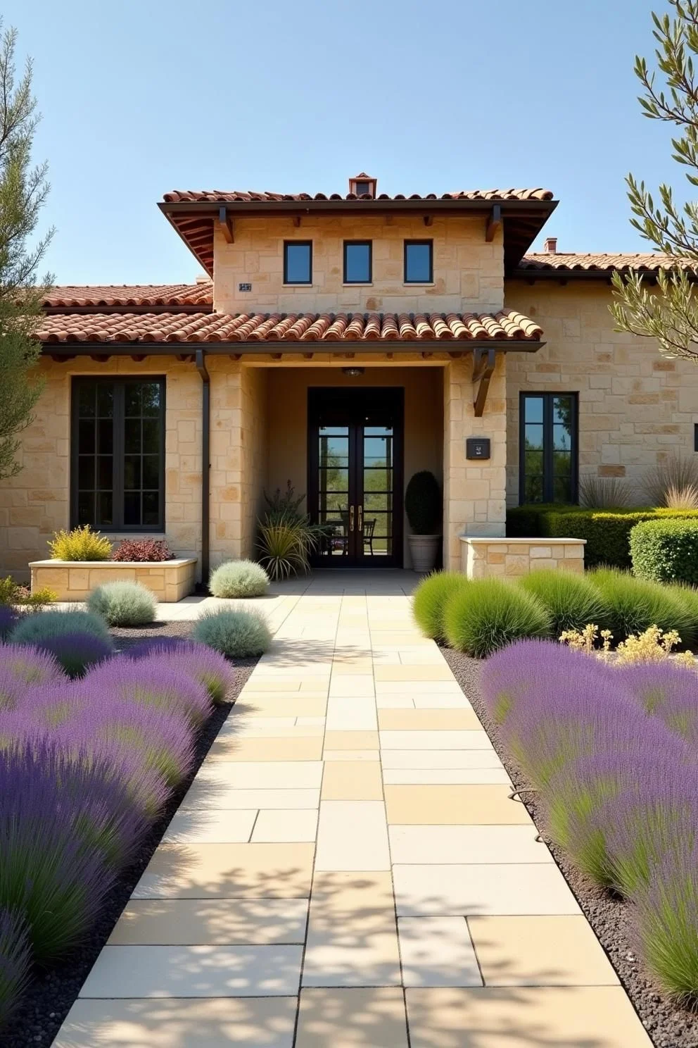 Sunny Path Through Lavender Rows